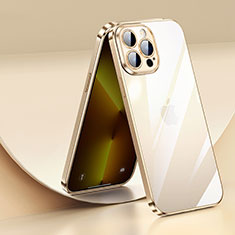 Custodia Silicone Trasparente Ultra Sottile Cover Morbida LD2 per Apple iPhone 13 Pro Oro