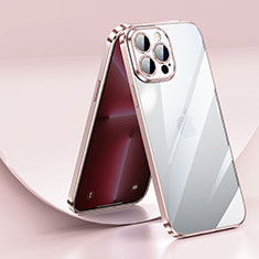 Custodia Silicone Trasparente Ultra Sottile Cover Morbida LD2 per Apple iPhone 13 Pro Oro Rosa