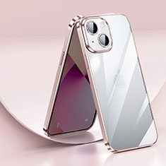 Custodia Silicone Trasparente Ultra Sottile Cover Morbida LD2 per Apple iPhone 14 Oro Rosa