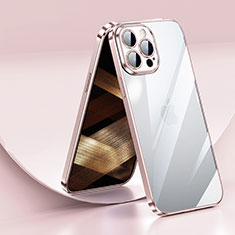 Custodia Silicone Trasparente Ultra Sottile Cover Morbida LD2 per Apple iPhone 14 Pro Oro Rosa