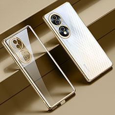 Custodia Silicone Trasparente Ultra Sottile Cover Morbida LD2 per Huawei Honor 70 5G Oro