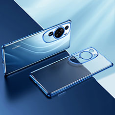 Custodia Silicone Trasparente Ultra Sottile Cover Morbida LD2 per Huawei P60 Art Blu
