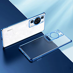 Custodia Silicone Trasparente Ultra Sottile Cover Morbida LD2 per Huawei P60 Blu