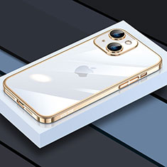 Custodia Silicone Trasparente Ultra Sottile Cover Morbida LD4 per Apple iPhone 13 Oro