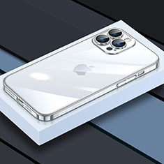 Custodia Silicone Trasparente Ultra Sottile Cover Morbida LD4 per Apple iPhone 13 Pro Argento