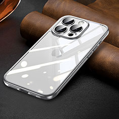 Custodia Silicone Trasparente Ultra Sottile Cover Morbida LD7 per Apple iPhone 14 Pro Max Argento