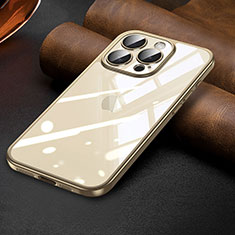 Custodia Silicone Trasparente Ultra Sottile Cover Morbida LD7 per Apple iPhone 14 Pro Oro