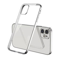 Custodia Silicone Trasparente Ultra Sottile Cover Morbida N01 per Apple iPhone 12 Mini Argento