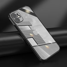Custodia Silicone Trasparente Ultra Sottile Cover Morbida N02 per Apple iPhone 12 Mini Nero