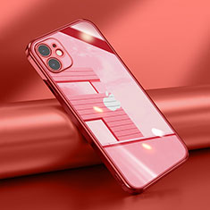 Custodia Silicone Trasparente Ultra Sottile Cover Morbida N02 per Apple iPhone 12 Mini Rosso