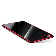 Custodia Silicone Trasparente Ultra Sottile Cover Morbida Q01 per Apple iPhone 8 Plus Rosso