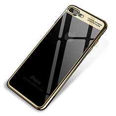 Custodia Silicone Trasparente Ultra Sottile Cover Morbida Q03 per Apple iPhone 8 Plus Oro