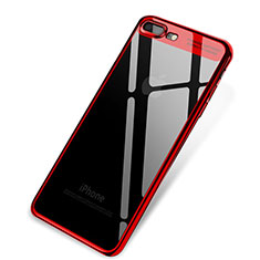 Custodia Silicone Trasparente Ultra Sottile Cover Morbida Q03 per Apple iPhone 8 Plus Rosso