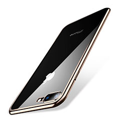 Custodia Silicone Trasparente Ultra Sottile Cover Morbida Q04 per Apple iPhone 7 Plus Oro