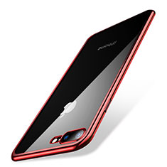 Custodia Silicone Trasparente Ultra Sottile Cover Morbida Q04 per Apple iPhone 8 Plus Rosso