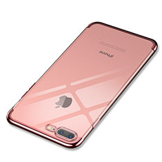 Custodia Silicone Trasparente Ultra Sottile Cover Morbida Q05 per Apple iPhone 7 Plus Oro Rosa