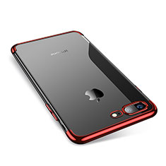 Custodia Silicone Trasparente Ultra Sottile Cover Morbida Q05 per Apple iPhone 8 Plus Rosso