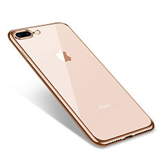 Custodia Silicone Trasparente Ultra Sottile Cover Morbida Q06 per Apple iPhone 7 Plus Oro