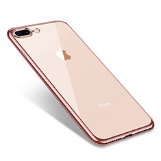 Custodia Silicone Trasparente Ultra Sottile Cover Morbida Q06 per Apple iPhone 8 Plus Oro Rosa