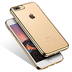 Custodia Silicone Trasparente Ultra Sottile Cover Morbida Q07 per Apple iPhone 7 Plus Oro