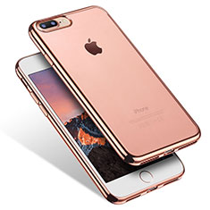 Custodia Silicone Trasparente Ultra Sottile Cover Morbida Q07 per Apple iPhone 7 Plus Oro Rosa