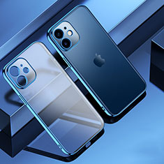 Custodia Silicone Trasparente Ultra Sottile Cover Morbida S01 per Apple iPhone 12 Blu