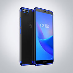Custodia Silicone Trasparente Ultra Sottile Cover Morbida S01 per Huawei Enjoy 8e Lite Blu