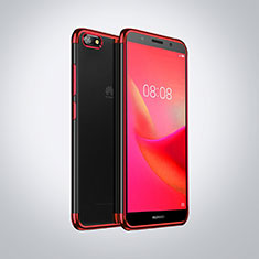 Custodia Silicone Trasparente Ultra Sottile Cover Morbida S01 per Huawei Enjoy 8e Lite Rosso