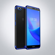 Custodia Silicone Trasparente Ultra Sottile Cover Morbida S01 per Huawei Honor Play 7 Blu