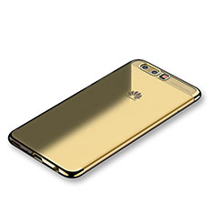 Custodia Silicone Trasparente Ultra Sottile Cover Morbida S01 per Huawei P10 Plus Oro