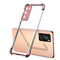 Custodia Silicone Trasparente Ultra Sottile Cover Morbida S01 per Huawei P40 Oro Rosa