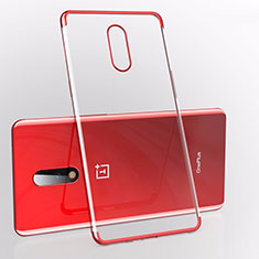 Custodia Silicone Trasparente Ultra Sottile Cover Morbida S01 per OnePlus 7 Rosso