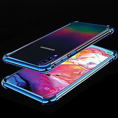 Custodia Silicone Trasparente Ultra Sottile Cover Morbida S01 per Samsung Galaxy A70 Blu