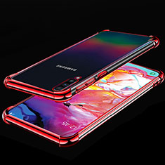 Custodia Silicone Trasparente Ultra Sottile Cover Morbida S01 per Samsung Galaxy A70 Rosso