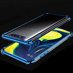 Custodia Silicone Trasparente Ultra Sottile Cover Morbida S01 per Samsung Galaxy A80 Blu