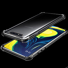 Custodia Silicone Trasparente Ultra Sottile Cover Morbida S01 per Samsung Galaxy A80 Chiaro