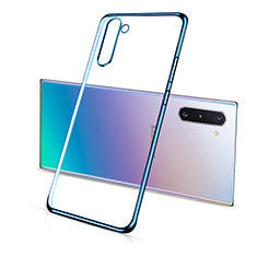 Custodia Silicone Trasparente Ultra Sottile Cover Morbida S01 per Samsung Galaxy Note 10 Blu