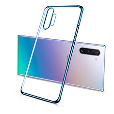 Custodia Silicone Trasparente Ultra Sottile Cover Morbida S01 per Samsung Galaxy Note 10 Plus 5G Blu