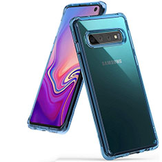 Custodia Silicone Trasparente Ultra Sottile Cover Morbida S01 per Samsung Galaxy S10 5G Cielo Blu