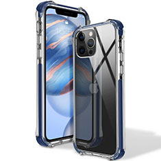 Custodia Silicone Trasparente Ultra Sottile Cover Morbida S02 per Apple iPhone 12 Pro Max Blu