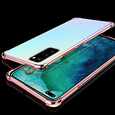 Custodia Silicone Trasparente Ultra Sottile Cover Morbida S02 per Huawei Honor V30 5G Oro Rosa