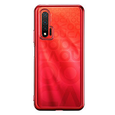 Custodia Silicone Trasparente Ultra Sottile Cover Morbida S02 per Huawei Nova 6 Rosso