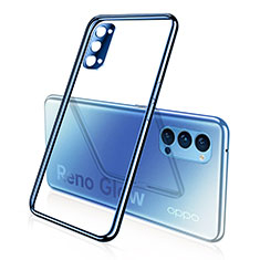 Custodia Silicone Trasparente Ultra Sottile Cover Morbida S02 per Oppo Reno4 Pro 5G Blu