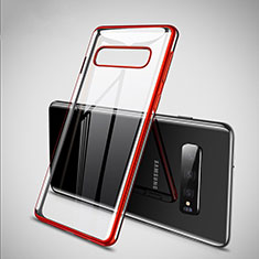 Custodia Silicone Trasparente Ultra Sottile Cover Morbida S02 per Samsung Galaxy S10 Rosso