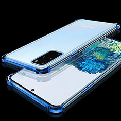 Custodia Silicone Trasparente Ultra Sottile Cover Morbida S02 per Samsung Galaxy S20 Plus Blu