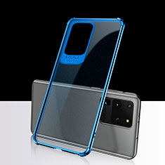 Custodia Silicone Trasparente Ultra Sottile Cover Morbida S02 per Samsung Galaxy S20 Ultra 5G Blu