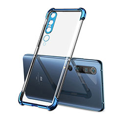 Custodia Silicone Trasparente Ultra Sottile Cover Morbida S02 per Xiaomi Mi 10 Pro Blu