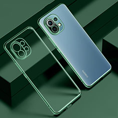 Custodia Silicone Trasparente Ultra Sottile Cover Morbida S02 per Xiaomi Mi 11 5G Verde