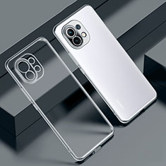 Custodia Silicone Trasparente Ultra Sottile Cover Morbida S02 per Xiaomi Mi 11 Lite 4G Argento