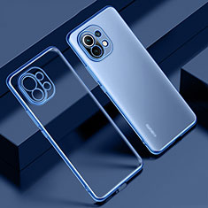 Custodia Silicone Trasparente Ultra Sottile Cover Morbida S02 per Xiaomi Mi 11 Lite 4G Blu
